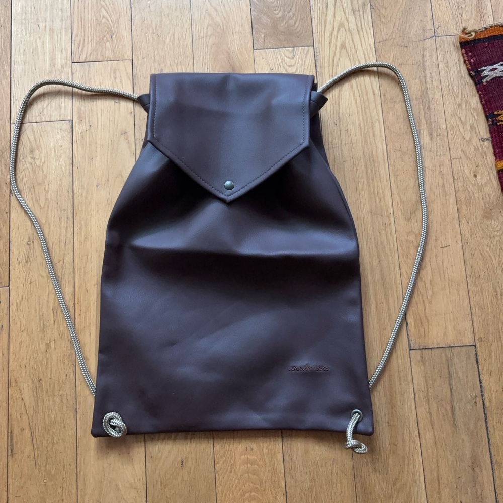 Black Vegan Leather Drawstring Backpack - image 7
